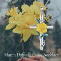 wholesale 925 Sterling Silver Yellow Daffodil Floral Cross Pendant Necklace for Women-0-5