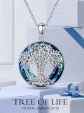 wholesale 925 Sterling Silver Blue Crystal Tree of Life Pendant Necklace s for Women Girls-0-5
