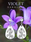 wholesale Sterling Silver Floral Teardrop Earrings w Birth Flower Engraved Gift for Women-0-2