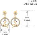 wholesale Gold Deer & Snowflake Design 925 Sterling Silver Austrian Crystal Dangle Earrings Hypoallergenic-0-5