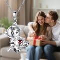wholesale 925 Sterling Silver & Crystal Goth Cat Voodoo Doll Pendant Necklace, Gothic Jewelry-0-5
