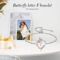 wholesale TOUPOP Rose Heart Bracelet For Women Sterling Silver Butterfly Initial F Letter Link Bracelet Anniversary Birthday Christmas Jewelry Gifts For Her Wife Girlfriend, Large -0-2
