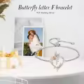 TOUPOP Sterling Silver & Rose Quartz Butterfly Initial F Letter Link Bracelet-0-2