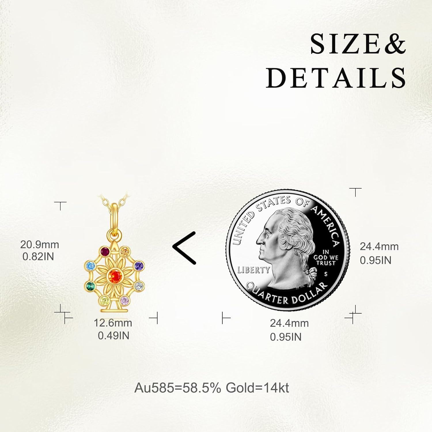 14K Gold Birthstone Tree of Life Necklace for Women Moon Star Pendant-0-5