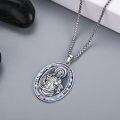 wholesale 925 Sterling Silver Patron Saint Medal Pendant Necklace for Men (2 5mm 22 +2 Rolo Chain)-0-5