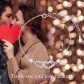 wholesale 925 Sterling Silver Double Heart Love Charm Bracelet for Mother and Daughter-0-1