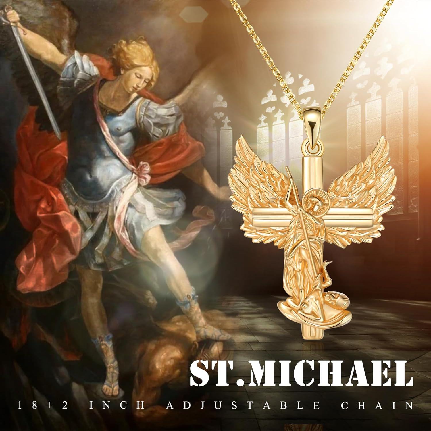Sterling Silver Archangel Saint Michael Necklace for Women Men Amulet Pendant Religious Jewelry Gift-0-5