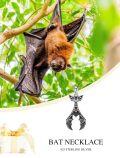 wholesale 925 Sterling Silver Black Enamel Gothic Bat Pendant Necklace with Red Crystal Gemstone for Women Girls Gifts (Bat)-0-1
