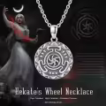 wholesale 925 Sterling Silver Round Black Onyx Hecate Pendant Necklaces Wholesale Gifts for Women and Girls 36 Chain Length-0-5