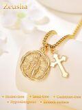 wholesale Gold 925 Sterling Silver Catholic Patron Saint Medal Cross Pendant Necklace  for Women Religious Protection -0-3