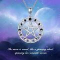 wholesale 925 Sterling Silver Abalone Shell Moon Phases Pentagram Pendant Necklace-0-2