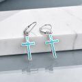wholesale Sterling Silver Cross Leverback Dangle Drop Earrings for Women Men-0-7