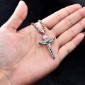 wholesale 925 Sterling Silver Jesus Crucifix Cross Pendant Necklace Oxidized Silver Inri Chain-0-2