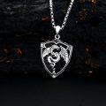 wholesale 925 Sterling Silver Metal Dragon Shield Pendant Necklace  for Women and Men - Valentines Gift Idea-0-1