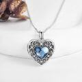 wholesale 925 Sterling Silver Blue Crystal Heart Photo Locket Pendant Necklace Gift for Her-0-3