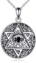 wholesale 925 Sterling Silver All Seeing Eye Pentagram Necklace for Women Evil Eye s-0-0