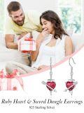 wholesale 925 Sterling Silver Red Heart Arrow Drop Earrings for Women Valentines Day Gifts-0-1