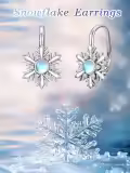 TOUPOP Sterling Silver Snowflake Drop Dangle Earrings For Women-0-2