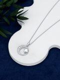 wholesale 925 Sterling Silver 925 Cubic Zirconia Sun and Moon Star Pendant Necklace for Women Girls-0-4