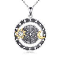 wholesale 925 Sterling Silver Sun & Moon Starburst Pendant Necklace - Vintage Celestial s for Women/Men-Sun Necklace