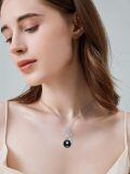 TOUPOP Sterling Silver Black Pearl Rose Letter Pendant Necklace-0-1