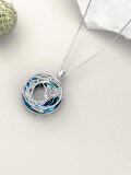 wholesale 925 Sterling Silver Blue Crystal Hummingbird Pendant Necklace for Women-0-2