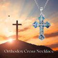 wholesale 925 Sterling Silver Blue Abalone Shell Inlay Cross Pendant Necklace with Chain - Religious Jewelry for Men & Women-0-4