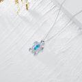 wholesale 925 Sterling Silver & Simulated Aquamarine Blue Austrian Crystal Sea Turtle Necklace, Hypoallergenic Gift for Women-0-2