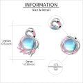 wholesale 925 Sterling Silver Pink Enamel Flamingo Stud Earrings with Blue Stone for Women Girls Mother's Day Gift-0-4