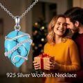 wholesale 925 Sterling Silver Natural Turquoise Gemstone Pendant Necklace with Chain for Women-0-1