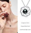 wholesale 925 Sterling Silver 7mm Black Pearl Necklace, Simple Elegant Minimalist Pendant for Women-0-4