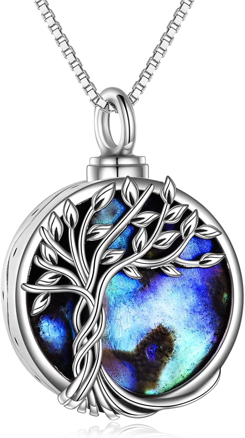 925 Sterling Silver Labradorite Tree of Life Locket Necklace - Irish s for Women-0-0