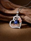 wholesale Sister Birthday Gifts For Sister 925 Sterling Silver Heart Rose Birthstone Necklace For Women Anniversary Christmas Jewelry Gift For Sis -0-1