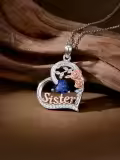 TOUPOP Sterling Silver Birthstone Heart Rose Necklace For Sister-0-1