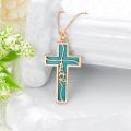 wholesale 925 Sterling Silver Faith Cross Pendant Necklace Blue Sandstone White Gold Plated-0-21
