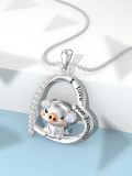 wholesale 925 Sterling Silver Pig Opal Heart Love Forever Pendant Necklace for Women-0-3