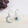wholesale 925 Sterling Silver Abalone Shell Sun & Moon Dangle Leverback Earrings for Women-0-2