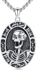 wholesale 925 Sterling Silver Gothic Skull Pendant Necklace for Men Women -0-0