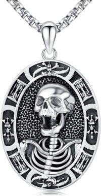 wholesale 925 Sterling Silver Gothic Skull Pendant Necklace for Men Women -A