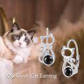 wholesale 925 Sterling Silver Birthstone Kitten Leverback Cat Earrings for Women-0-3