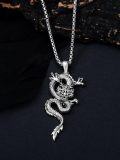 wholesale 925 Sterling Silver Viking Dragon Pendant Necklaces with Chain - Gothic s for Men & Women-0-3