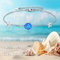 wholesale 925 Sterling Silver Blue Fire Opal Starfish Charm Anklet Beach Ocean  for Women-0-2