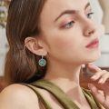 wholesale 925 Sterling Silver Clover Leaf Drop Earrings with Green Enamel and CZ Stones for Women-0-2