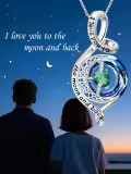wholesale Sterling Silver Emerald Infinity Moon Star Necklace Wholesale - May Birthstone Jewelry for Women, I Love You to the Moon and Back Engraved Pendant, 18 Chain with Extender, Hypoallergenic Gift for Her-0-4