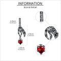 wholesale 925 Sterling Silver Gothic Skeleton Hand Heart Charm for Women-0-3