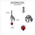 wholesale 925 Sterling Silver Gothic Skeleton Hand Heart Charm for Women-0-3
