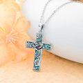 wholesale  Sterling Silver Turquoise Cross Necklace with Birth Flower Pendant -0-29