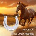 wholesale 925 Sterling Silver White Fire Opal Lucky Horseshoe Pendant Necklace for Women Horse Lovers  43cm Chain Length-0-2