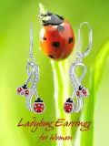 TOUPOP Silver Ladybug Stone Animal Earrings-0-2