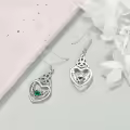 wholesale 925 Sterling Silver Emerald Heart Celtic Knot Claddagh Sun Moon Star Drop Earrings-0-3